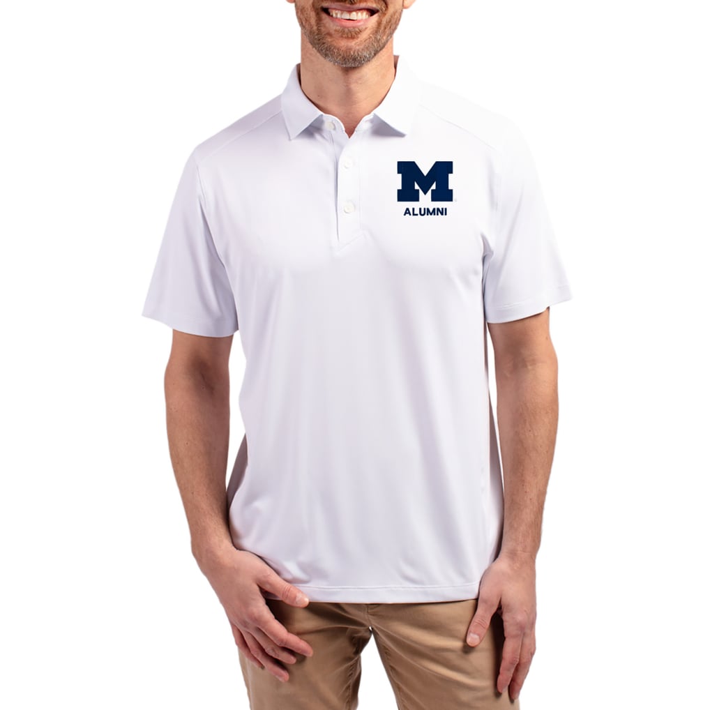  Michigan Wolverines Cutter & Buck Forge Alumni Eco Stretch Recycled Polo - White